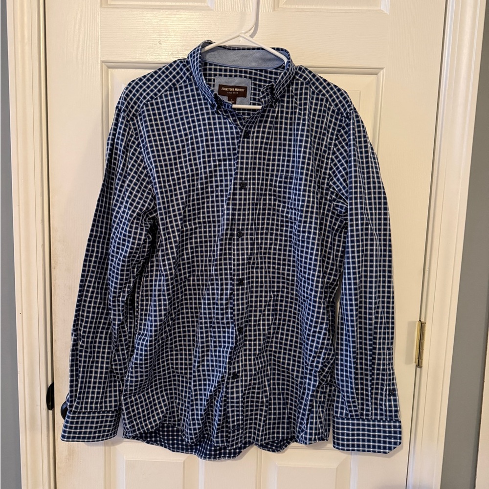 Johnston & Murphy Blue Plaid Casual Shirt